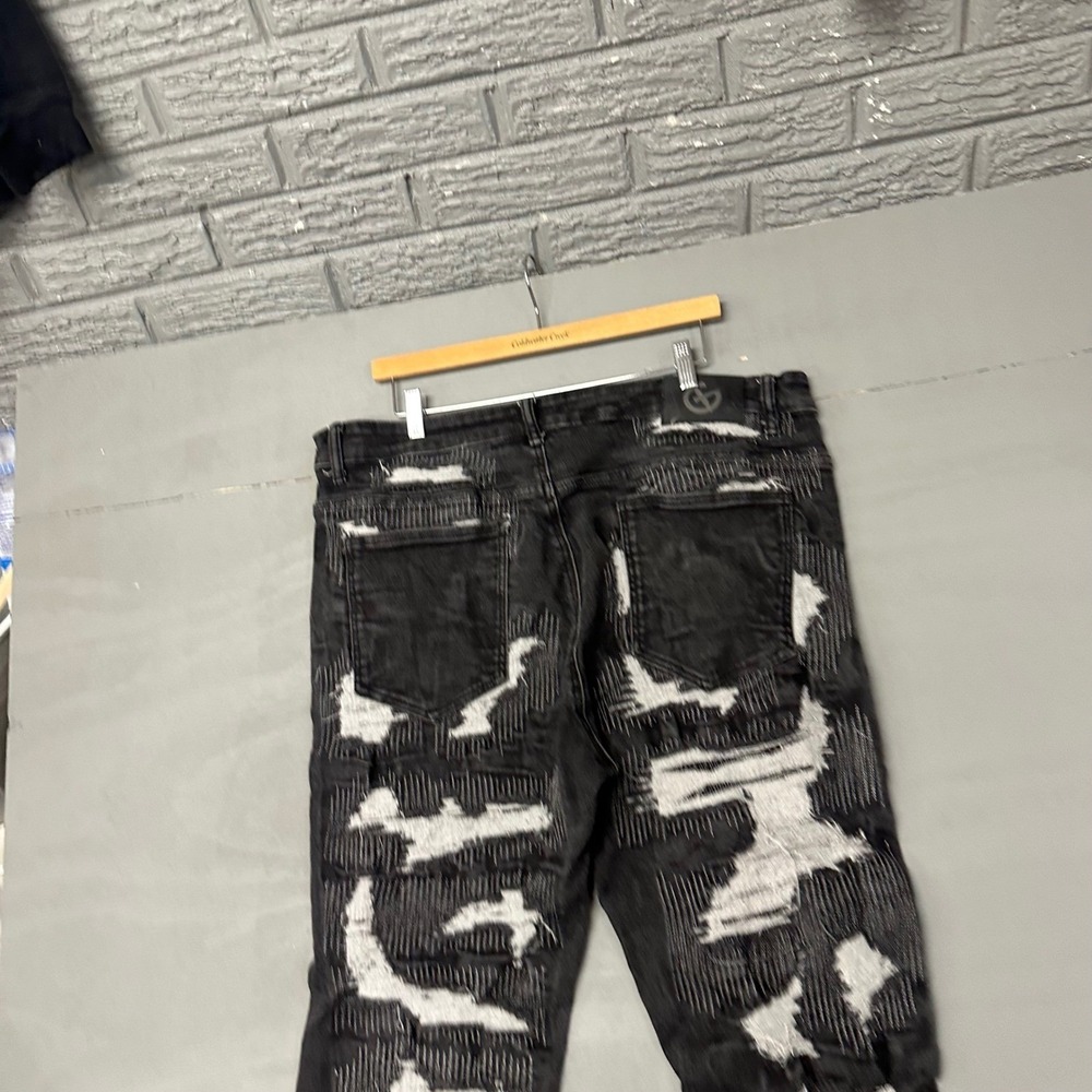 GALA Men's Black Distressed Ripped Patchwork Jeans Size 40